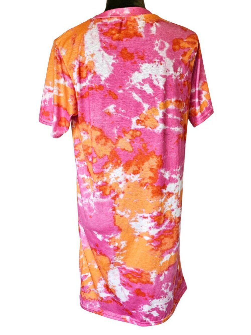 ✨Like New✨ PrettyLittleThing Orange Tie Dye T-Shirt Dress, Size 2 - Picture 2 of 6